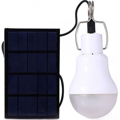 Lampe Camping Solaire Portable,Ampoule Solaire LED Lampe Urgence Solaire Lumière Jardin Lanterne Éclairage Solaire avec Panneau Ampoule à Crochet pour Camping,Pêche,Randonnée,Intérieur (1/5)