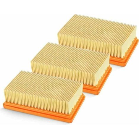 Paquete de 3 filtros plisados planos de repuesto para aspiradoras en seco y húmedo Karcher MV4, MV5, MV6, WD4, WD5, WD6, WD4P, WD5P y WD6P. Reemplaza el número 2.863-005.0. (1/5)
