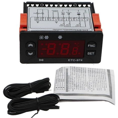 Régulateur de température numérique ETC-974, thermostat à microprocesseur, alarme de réfrigération, 220 V (1/5)