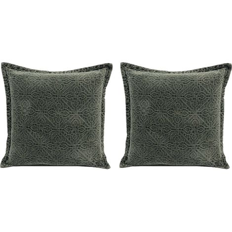 Lot de 2 coussins 45x45 cm en tissu kaki