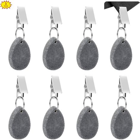 Poids de Nappe, 8Pcs Poids de Nappe en Pierre avec Pince, Poids de Nappes en Marbre, Pendentif Nappe, Pince à Nappe en Pierre pour l'Extérieur, Camping, Pique-Nique, Fête et Jardin (1/5)