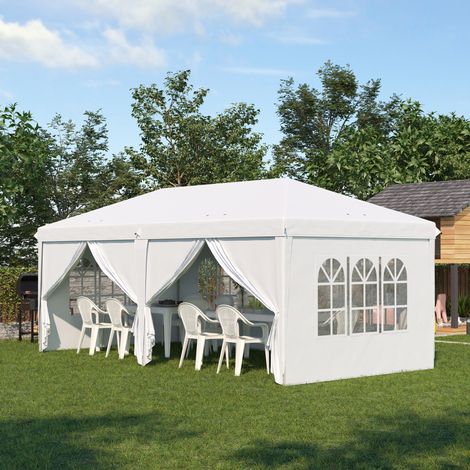 Tonnelle pergola 585x295 cm pliable acier blanc HAVRYA (1/4)