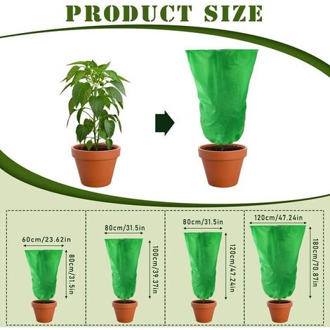 Voile d'hivernage,couvercles d'arbustes pour les plantes, protection des cultures, couverture de la plante avec cordon et fermeture éclair, sac de protection contre l'hiver, extérieur, gel, protection (1/4)