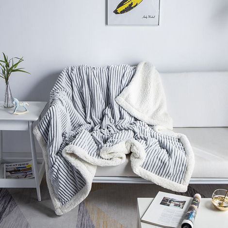 Sherpa Fleece Blanket, Gray and White - Soft, Plush, Fluffy, Fuzzy, Warm, Cozy (1/5)