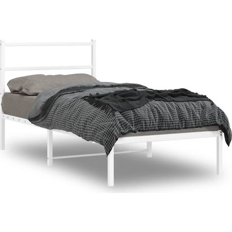 Bettgestell mit Kopfteil Metall Weiß 90x190 cm