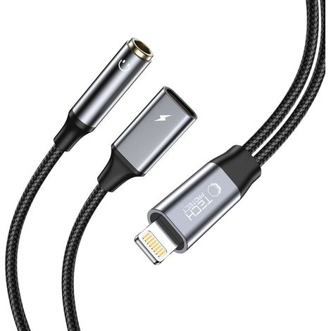 Cable adaptador Lightning a mini jack de 3,5 mm para iPhone - Lightning para iPhone - negro (1/3)