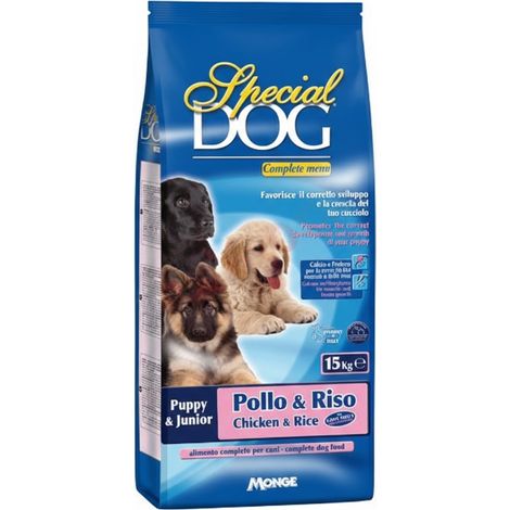 CROCCHETTE PER CANI JUNIOR 'SPECIAL DOG' pollo e riso - kg 15  - MONGE