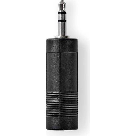 Adaptador de audio estereo pasador de 35 mm honra de 635 mm platerado de niquel rak abs negro 1 cerrar
