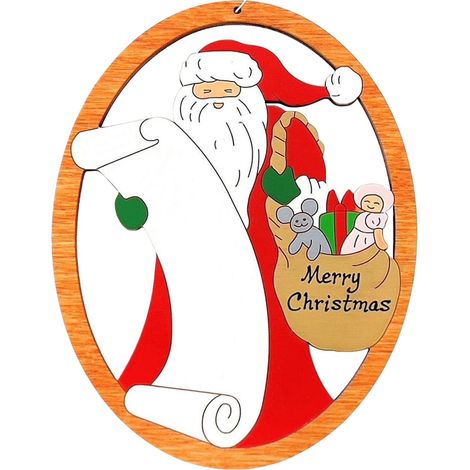 Ornement De Noël - En Bois Naturel - Pour Arbre De Noël Porte Fenêtre Ou Décoration Intérieure - Lot De 1 Pièce (1/3)
