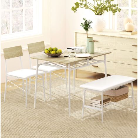 CHICFURN Set tavolo da pranzo 4 posti 110x70 cm in acciaio effetto rovere salvaspazio (1/5)