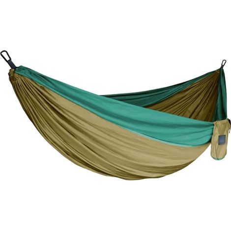 Hamac double créatif aux couleurs assorties, chaise hamac d'extérieur en nylon anti-renversement, facile à installer, charge maximale 300 kg (chameau + vert)