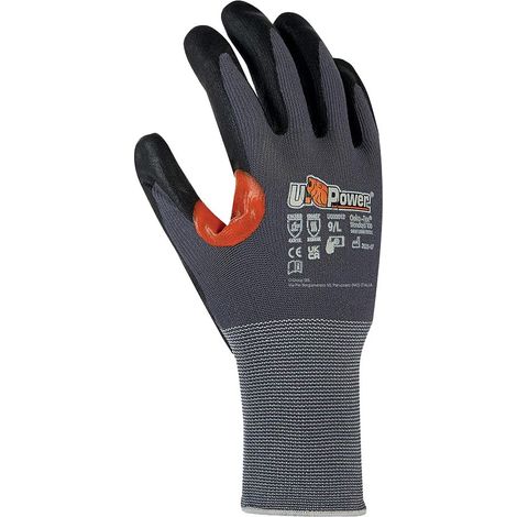 U-Power Kumba Guanti Lavoro Antinfortunistica Nylon Touchscreen Grigio 7/S