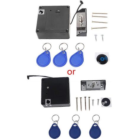 Serrure électronique RFID dissimulée dans l'armoire, capteur de verrouillage de porte de tiroir sans clé caché, 3 porte-clés L (1/5)