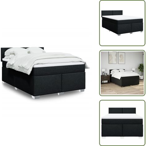 vidaXL Sommier à lattes de lit avec matelas Noir 140x200 cm Tissu (1/5)