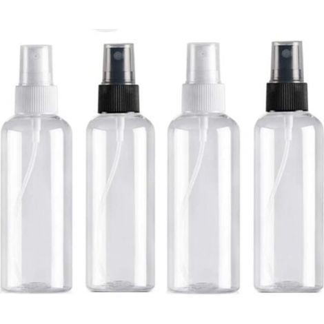 4 Stück 100 ml Sprühflasche, leere Reiseflasche aus Kunststoff, wiederverwendbar, transparenter Taschenzerstäuber, Sprühflaschen, Sprüh-Kosmetik-Unterflaschen (1/5)