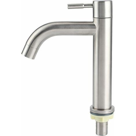 Robinet simple de lavabo en acier inoxydable 304 – Finition brossée – Technologie d'étanchéité en céramique – Grand bassin monotrou (1/4)