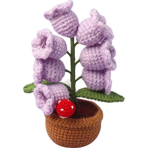 Lampe De Nuit En Crochet Main - Applique Florale Avec Led Chaude Pour Chevet Et Décoration Intérieure - 15 Cm - Violet (1/4)