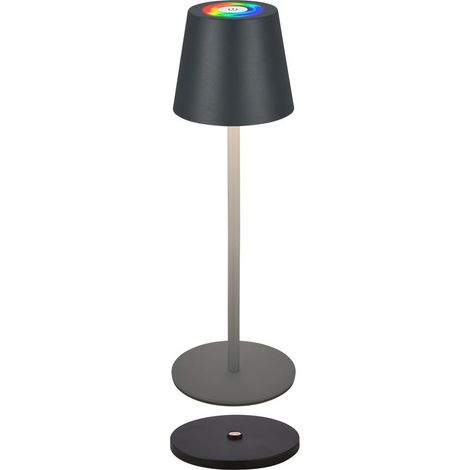 Briloner Cilano RGBW LED Tischlampe kabellos IP44, Dimmbar, Touch, Kabellos, Spritzwasserschutz, Anthrazit, Ø12 x 36 cm