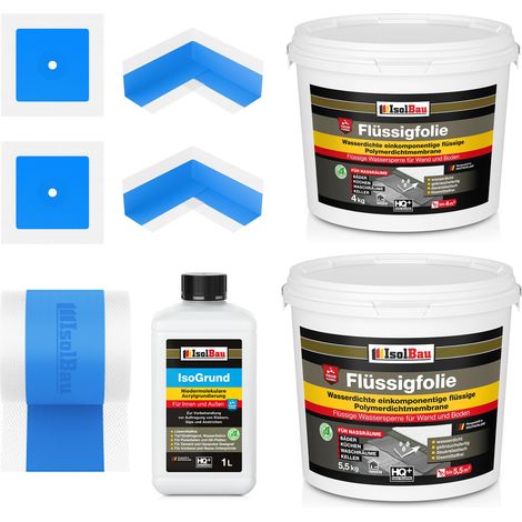 Dichtset Duschabdichtung Bad Flüssigfolie 9,5 kg Dichtband Innenecke Dichtfolie (1/5)