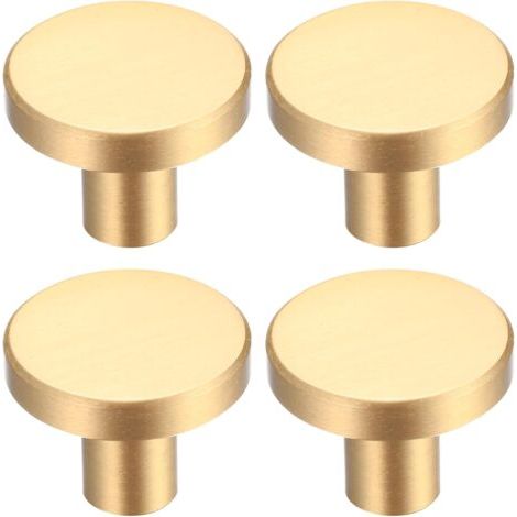 Sollbry Poignee de Porte Laiton Massif Rond, Poignée de Meuble, Poignée Boutons de Tirage Tiroir Armoire Placards Commode Cuisine, Monotrou Poignée Doree - 4 Pièces(32 x 20 mm) (1/5)