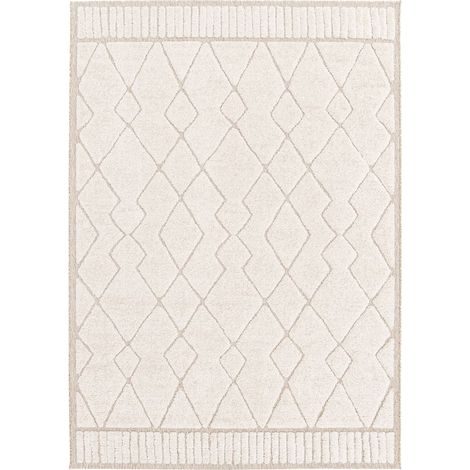 BOBOCHIC - Tapis poil ras AGOSTO motif abstrait 120x170 Beige (1/5)