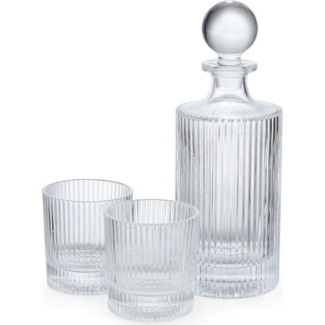 Barcraft Decanter de Whisky 750ml con 2 Bicchieri 270ml - Set de Bar de Elegante Bar di Vetro per Whisky, Gin o Vino, Ideale Regalo Premium per gli amanti de Spiriti.