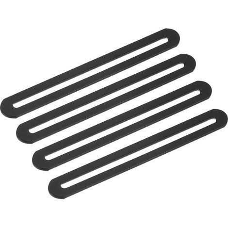 4 supports de fixation plats droits et épais en acier inoxydable de 155 x 19 mm, pour étagères de meubles fixes (noir)