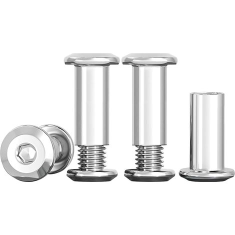 Lot de 10 vis de connexion M5 - Vis à douille M5 x 16 mm - En acier inoxydable A2 V2A - Pour meubles, armoires, planches en bois (10 vis de meubles, 10 écrous douilles) (1/5)