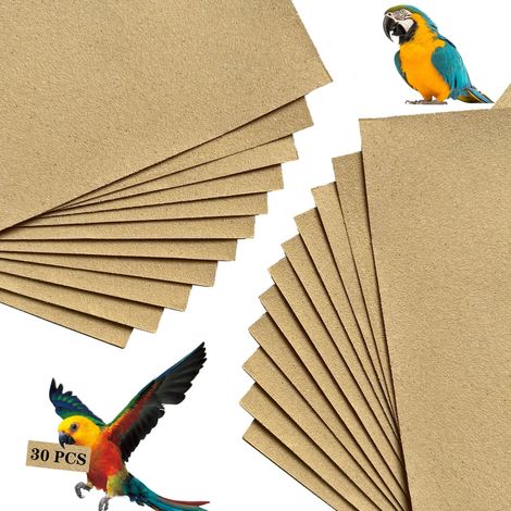 30 pièces - Papier pour cages d'oiseaux - Papier pour animaux de compagnie - Papier de verre jaune clair - Papier de verre, 28, 43 (1/5)