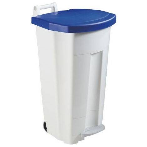 Poubelle 90 litres Rossignol tri sélectif rectangle à couvercle bleue (1/3)
