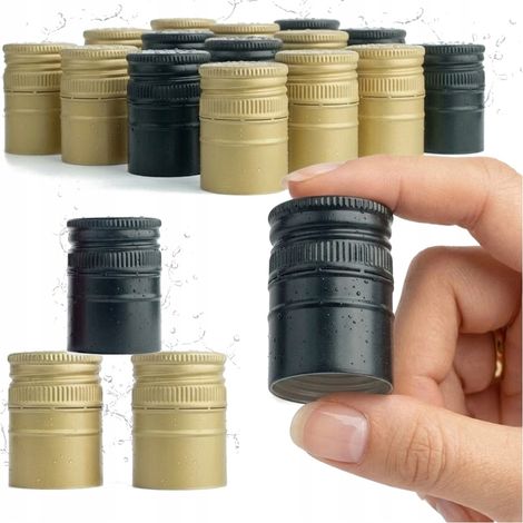 100 tapones largos para botellas de aluminio de 31,5 x 44 cm, herméticos, para bebidas alcohólicas. (1/5)
