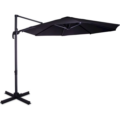 Sonnenschirm Bardolino Ø300cm - Schwebender Sonnenschirm - Dreh- und schwenkbar - UPF 50+ Stoff - Anthrazit/Schwarz (1/5)