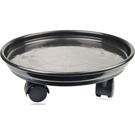 Support Moile de Bac à Plantes Avec Roulettes pour un Déplacement Facile - Plateau de Jardinière Rond Mobile - Pour Intérieur et Extérieur - Noir-Diamètre intérieur à 27cm (1/5)