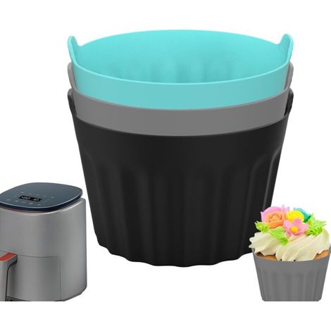 Ramequins en silicone, ensemble de ramequins Moule à cupcakes pour friteuse à air,Moule de cuisson, moules à œufs pochés antiadhésifs pour gâteaux, muffins, puddings (1/5)
