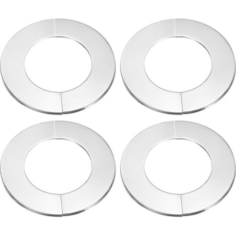 Juego de 4 bridas divisorias redondas autoadhesivas de acero inoxidable de 81 mm (3,19 pulgadas) con tapa para tubería y collar de fijación para pisos, techos, baños, cocinas y aseos (1/5)