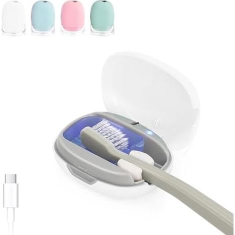 Zahnbürstenhalter mit UV-Sterilisator, wiederaufladbares Etui zur Sterilisation zu Hause und auf Reisen, kompatibel mit elektrischen und manuellen Zahnbürsten. (1/5)