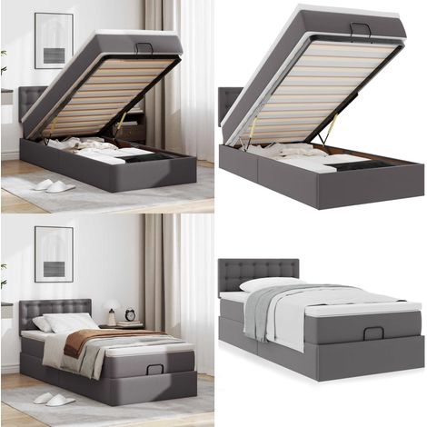 vidaXL Ottoman-Bett mit Matratze Grau 90x200 cm Kunstleder (1/5)