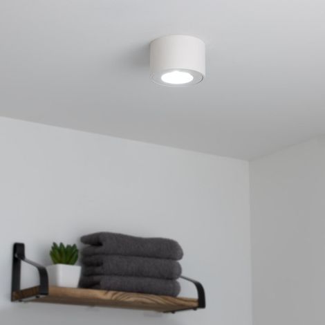 Flacher Aufbaustrahler rund IP44 Deckenleuchte - Farbe: weiß - LED Leuchtmittel: 5W Neutralweiß 230V dimmbar 60° (1/5)