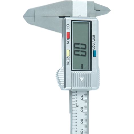 Elektronischer Messschieber aus Kunststoff mit LCD-Anzeige zur Messung von Innen- und Außendurchmessern, silbernes Gehäuse (1/5)