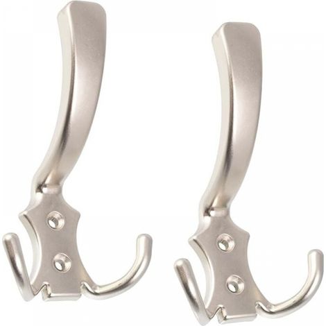 Lot de 2 Patères murales triples - crochet/cintre suspension porte-manteau chapeau peignoir salle de bain serviette douche WC (1/4)