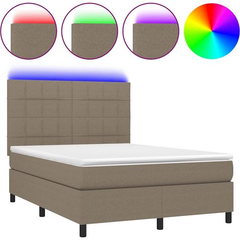 Maison Exclusive - Letto a Molle con Materasso e LED Tortora 140x190 cm in Tessuto (1/5)