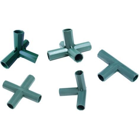 PA 10Pcs Green Gardening Pole Connector Joint Fittings for Trellis Greenhouse and Plant Stand Support Straight Tee Cross and Fixed Connectors (1/4)