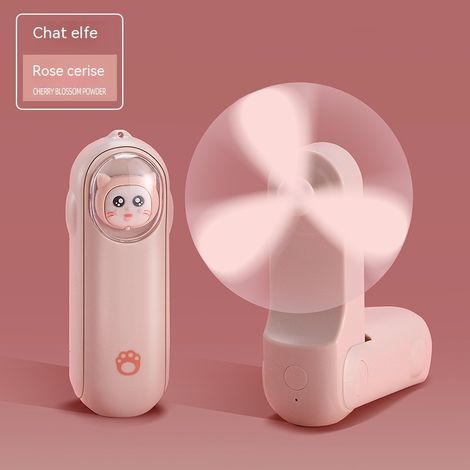 Mini ventilateur portable rose design animal, rechargeable, silencieux pour école et extérieur (1/4)