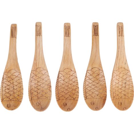 5Pcs Cuillère à Riz en Bois Sculptée en Forme de Poisson, Louche Innovante pour Cuisine (1/5)