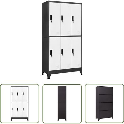 The Living Store Armoire à casiers Anthracite et blanc 90x45x180 cm Acier - Meuble De Rangement - Armoire Métallique - Armoire À Casiers - Placard Mural - Organisation (1/5)