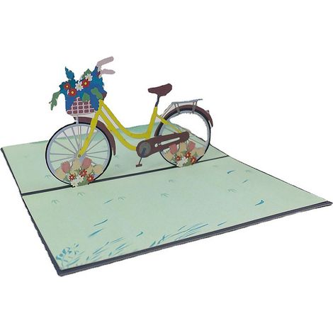 1 Carte pop-up 3D vélo, papier recyclable, design laser, anniversaire, cyclistes（Q3 : Nouveaux produits pour le mois d'août） (1/5)