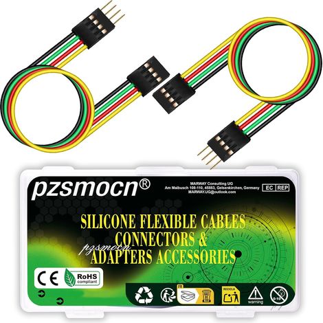 Silicone Câble 10 Ensembles/60 Pièces pour Dupont 2.54mm 4 Broche Flexibles Connecteur Soudure, Platine Noir Fil Terminal, Cavalier Mâle-Femelle, Fils En-tête Prise, Ensembles Adaptateur (1/5)