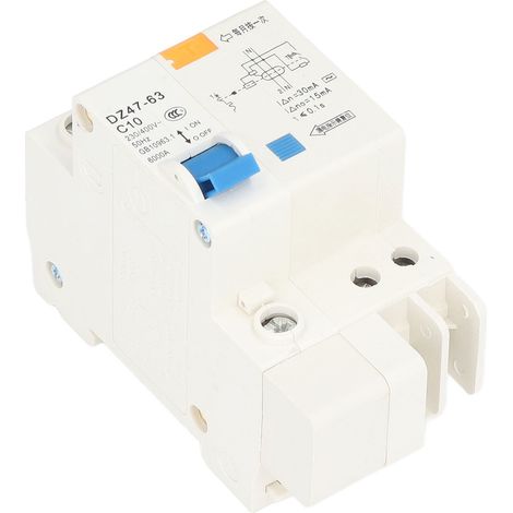 Disjoncteur miniature MCB pour usage résidentiel, 1P+N, 10A, 230V, 400V, 30mA, capacité de coupure de 6000A. (1/5)