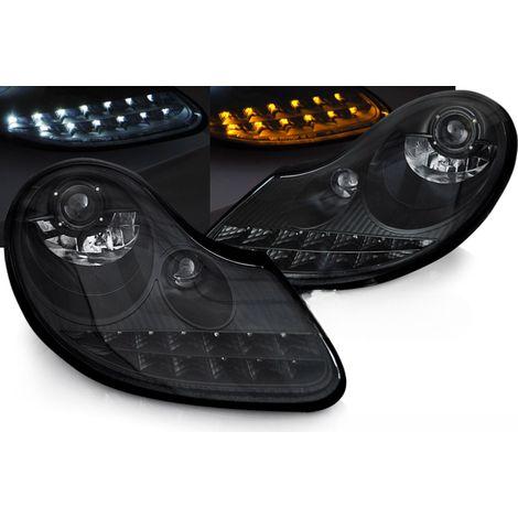 Paire de feux phares Porsche Boxster 986 de 1996 a 2004 Daylight LED Noir Mat-39732263 (1/4)