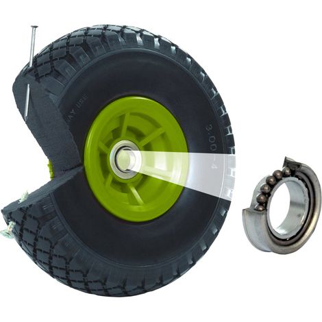 Sackkarrenrad Vollgummi 260x85 mm 3.00-4 Nabenlänge 60 mm PU Sackkarre Ersatzrad Rad Reifen grün (1/5)